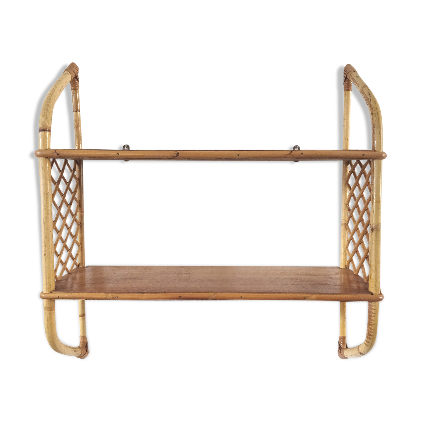 Vintage rattan wall shelf