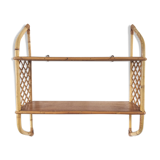 Vintage rattan wall shelf