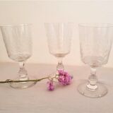 3 cut crystal glasses, foliage