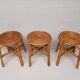 Bamboo table with extensions, 3 chairs and 3 stools from the 1960s.