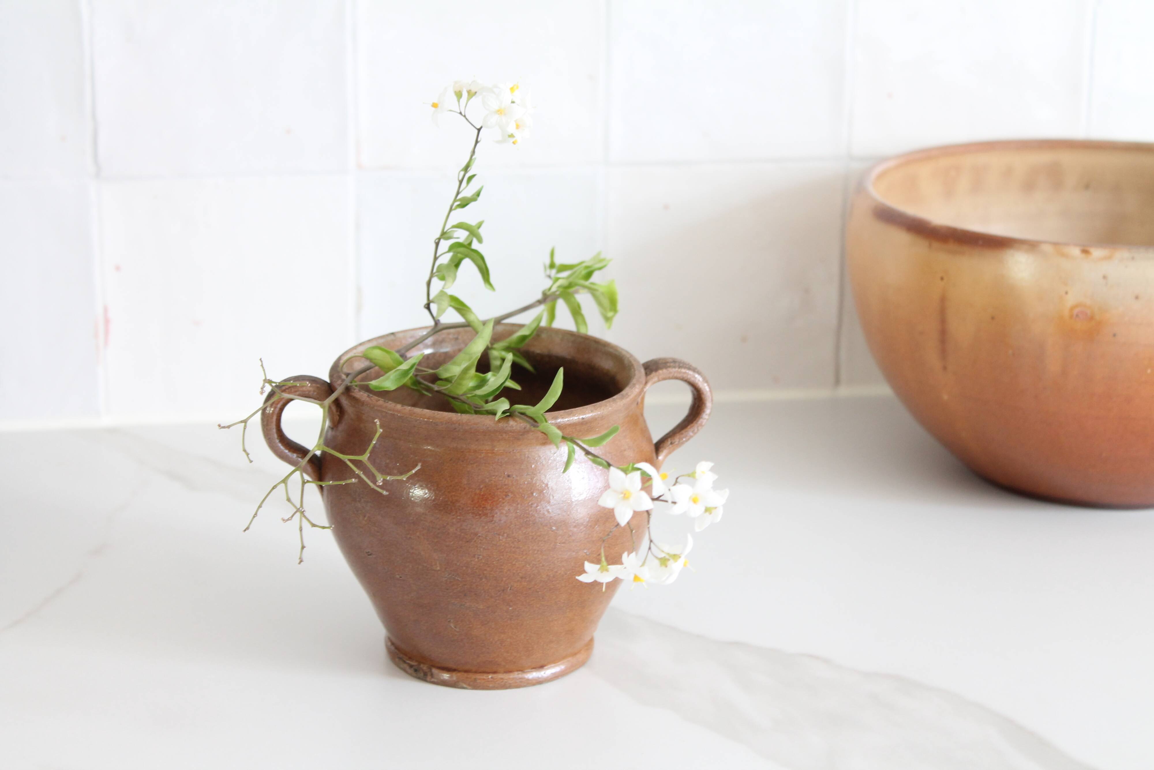 Glazed stoneware jar, antique ceramic