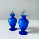 Duo de flacons bleu en verre