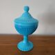 Turquoise Blue Opaline Glass Candy Box