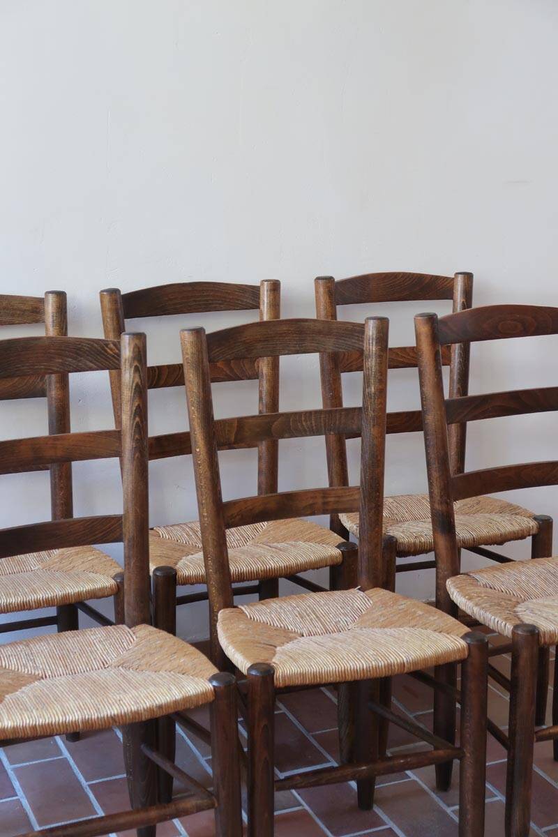 6 straw farm chairs