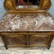 Superb Louis XV style chest of drawers with psyche doors in walnut marquetry circa 1880