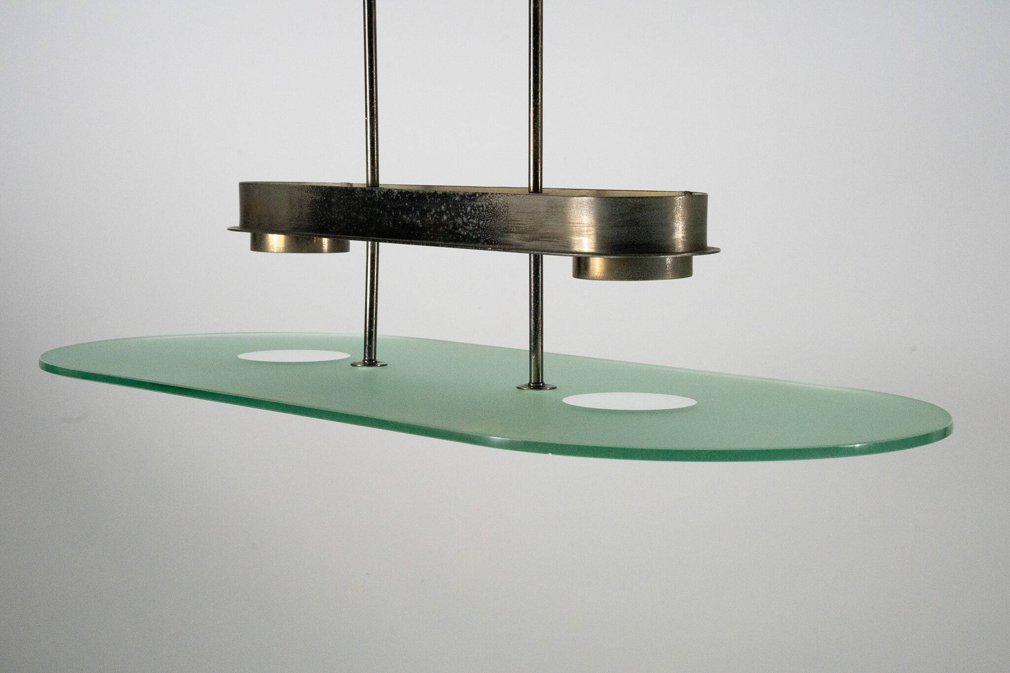 Lumi Milano Mid-Century Chandelier in Brass and Glass – Italy, 1970s