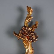 Antique wall sconces in carved lacquered and gilded wood, Italy, 20th century.