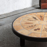 Table basse de Roger Capron, design ovale, France, années 1960