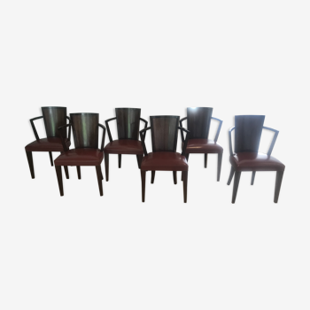 Set of 6 dining room chairs Pierre Chareau édition MCDE