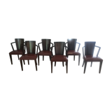 Suite de 6 fauteuils de salle à manger Pierre Chareau édition MCDE