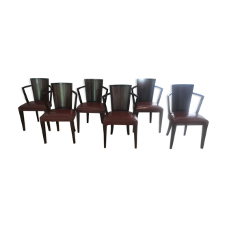 Set of 6 dining room chairs Pierre Chareau édition MCDE