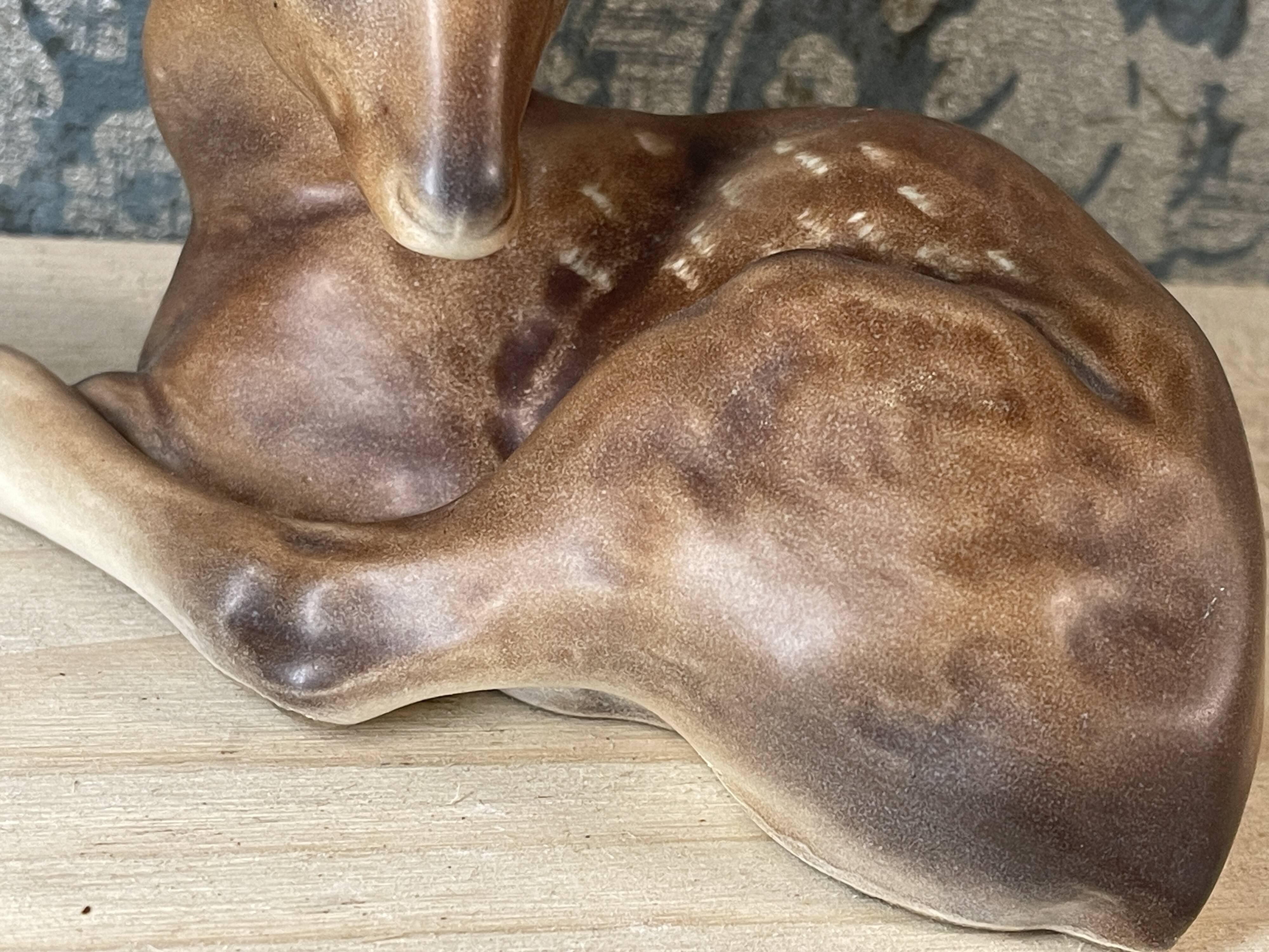 Antique German ceramic fawn
