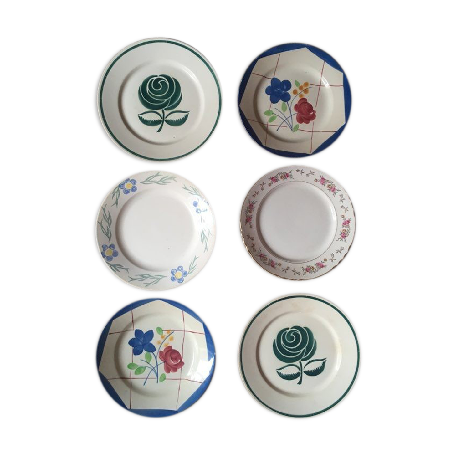 Set old flat plates flowered