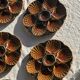 Set of 12 oyster or shell plates in glazed brown ceramic D