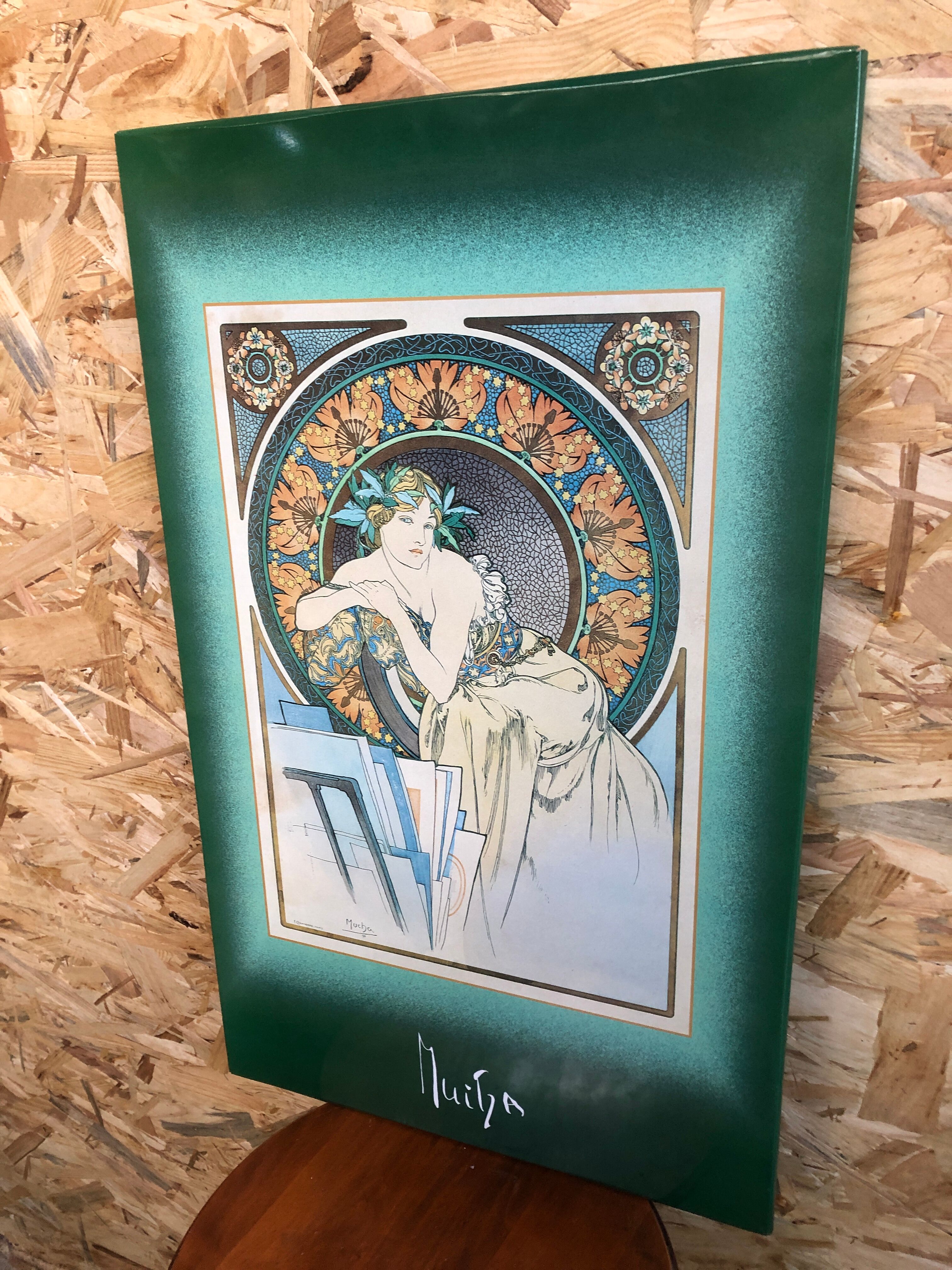 Old metal plate mucha the great masters litho art vintage decoration