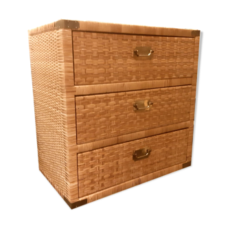 Rotin and laiton chest of drawers 1960s