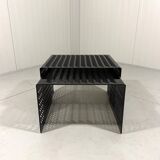 Black perforated steel nesting tables Italy 1980’s