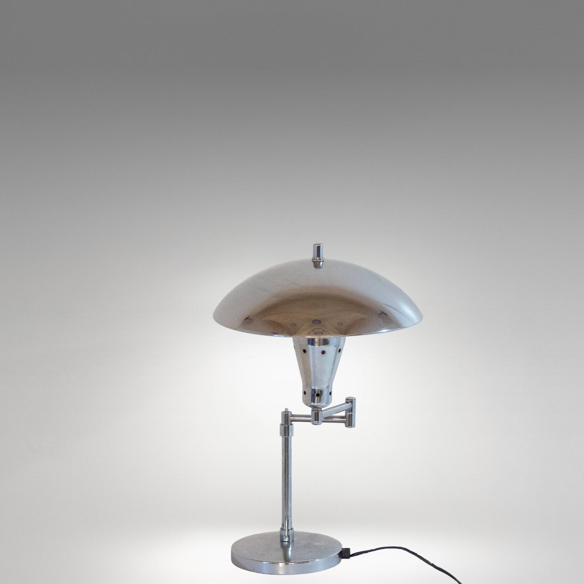 Bauhaus Chromed Desk Lamp with Adjustable Lampshade, Italy 1950s