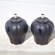 Pair of midnight blue ceramic lamps
