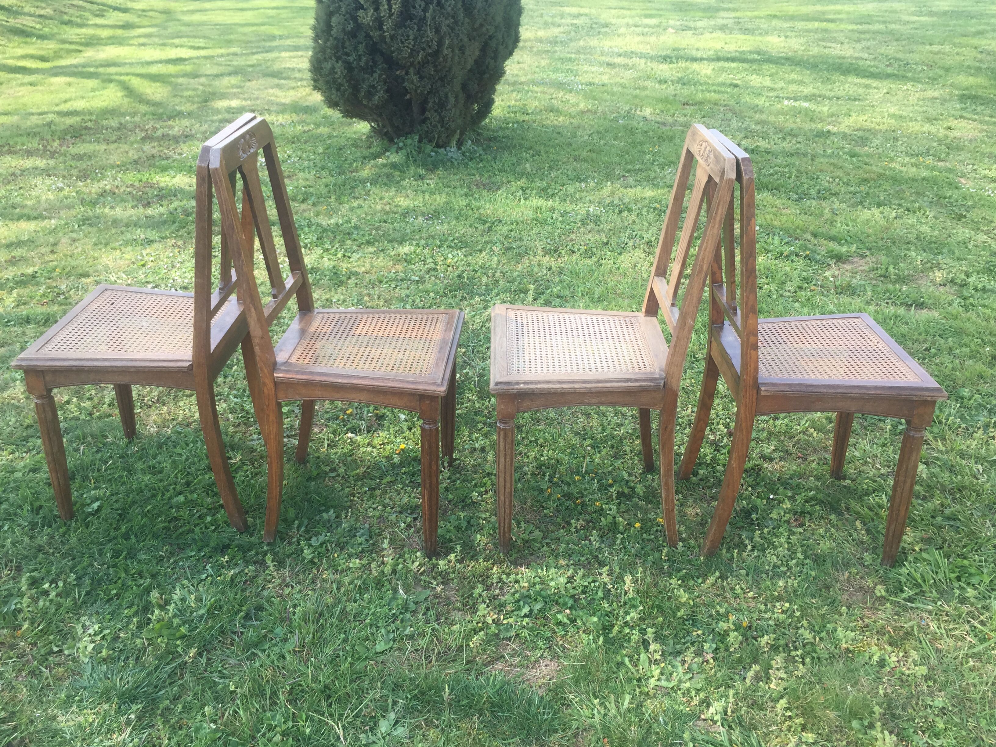 4 Deco chairs cane