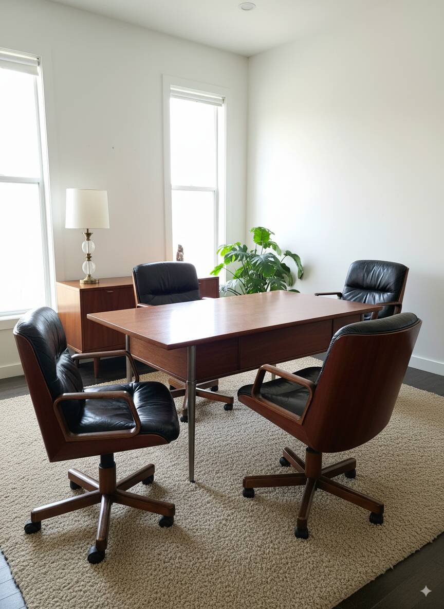 Kiruna executive chair by Luigi Vaghi (1975) – Black leather and tec