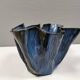 Very special vase in “folded” bluish glazed clay.