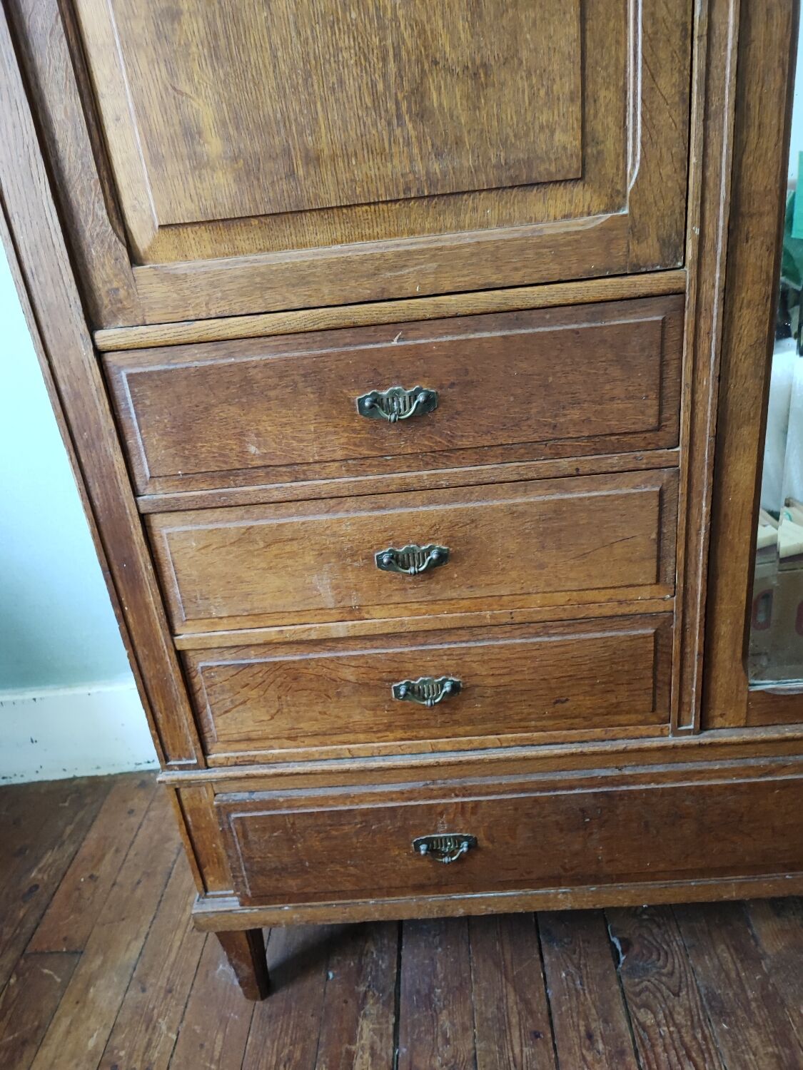 Vintage wardrobe with ice linen and wardrobe