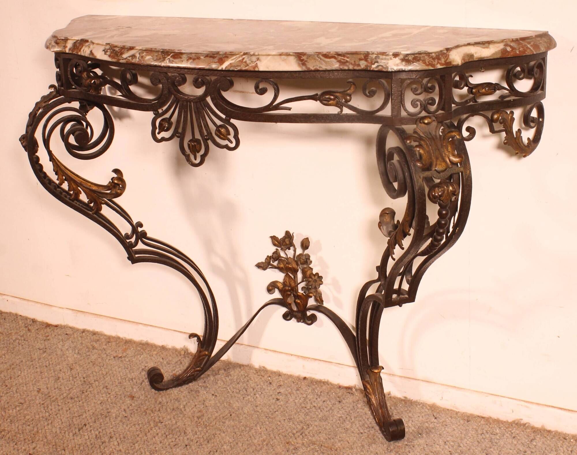 console in wrought iron in Louis XV style - 19th century