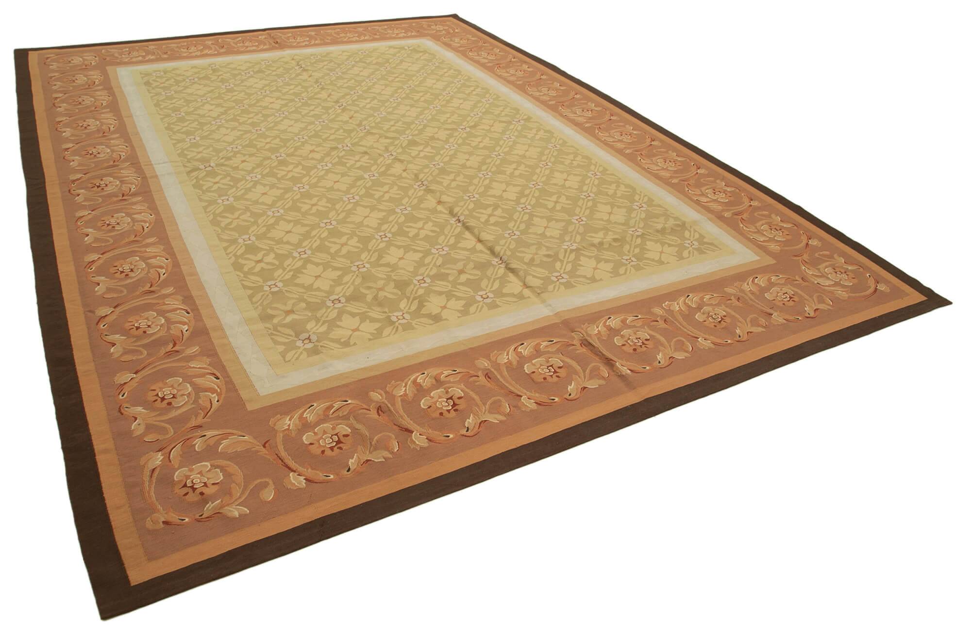 Handmade European Vintage Aubusson Kilim 301 cm x 420 cm