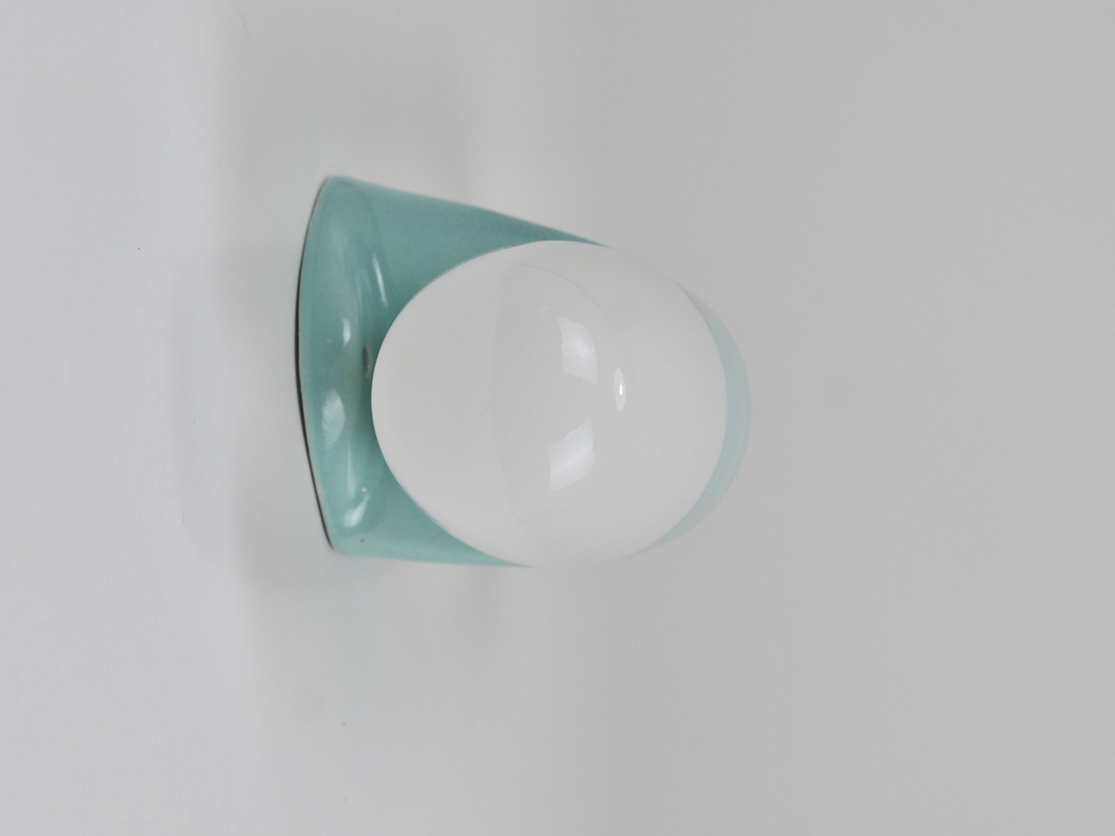 Wilhelm Wagenfeld Bauhaus Turquoise Double Sconce Wall Light, Germany, 1950