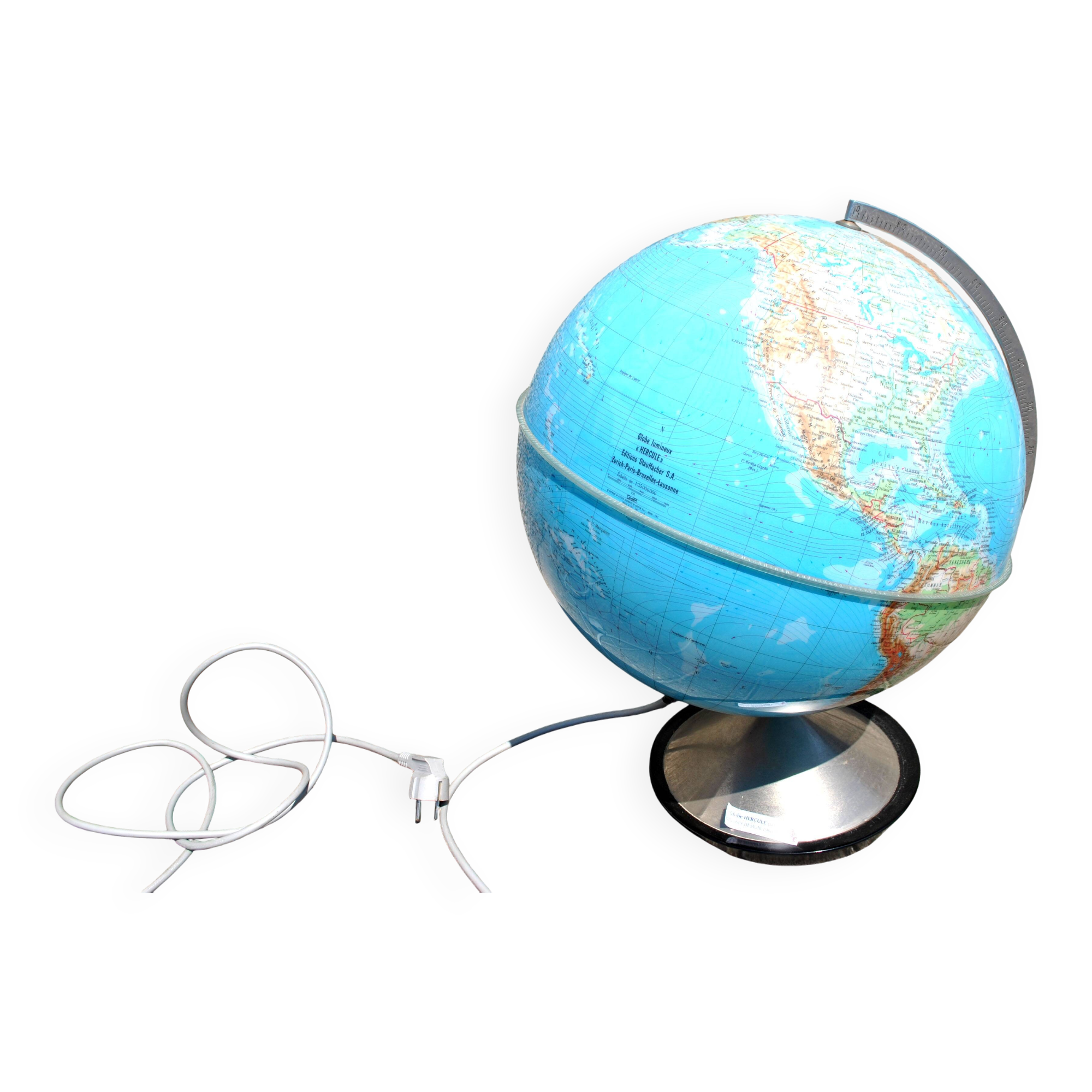 Vintage cast iron plastic globe lamp HERCULES by Stauffacher Italy