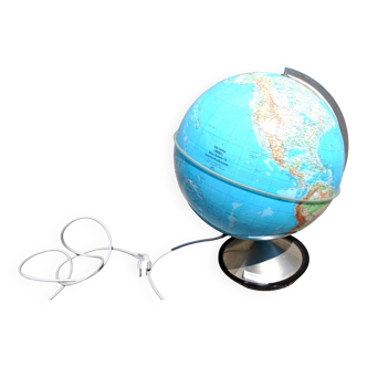 Lampe Globe terrestre vintage plastique fonte HERCULE par Stauffacher Italy