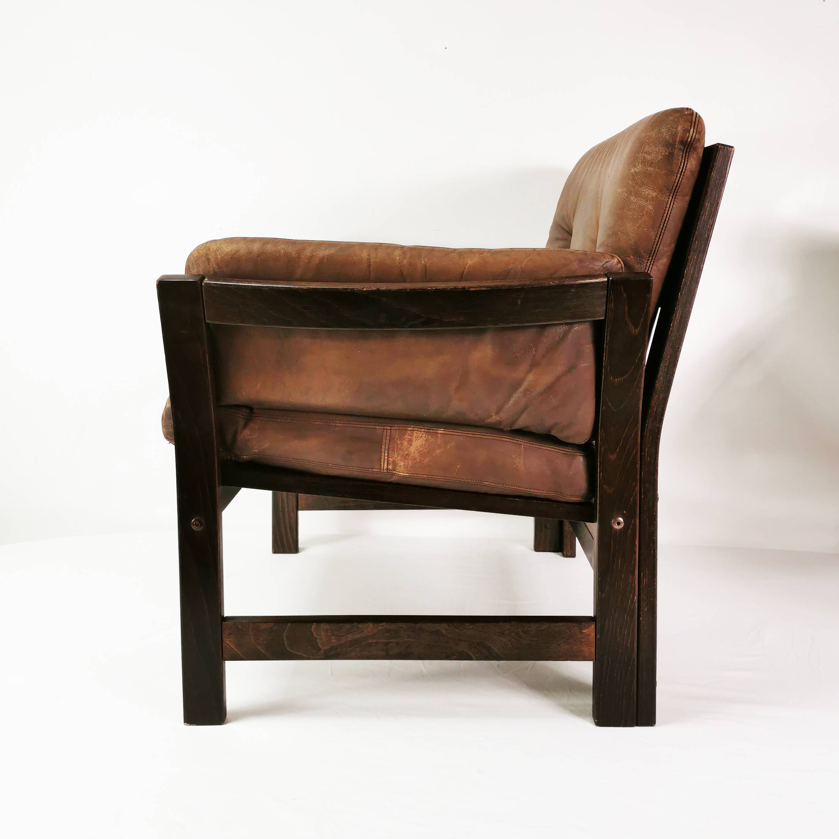 Mid-century leather armchair, Denmark, 1960s