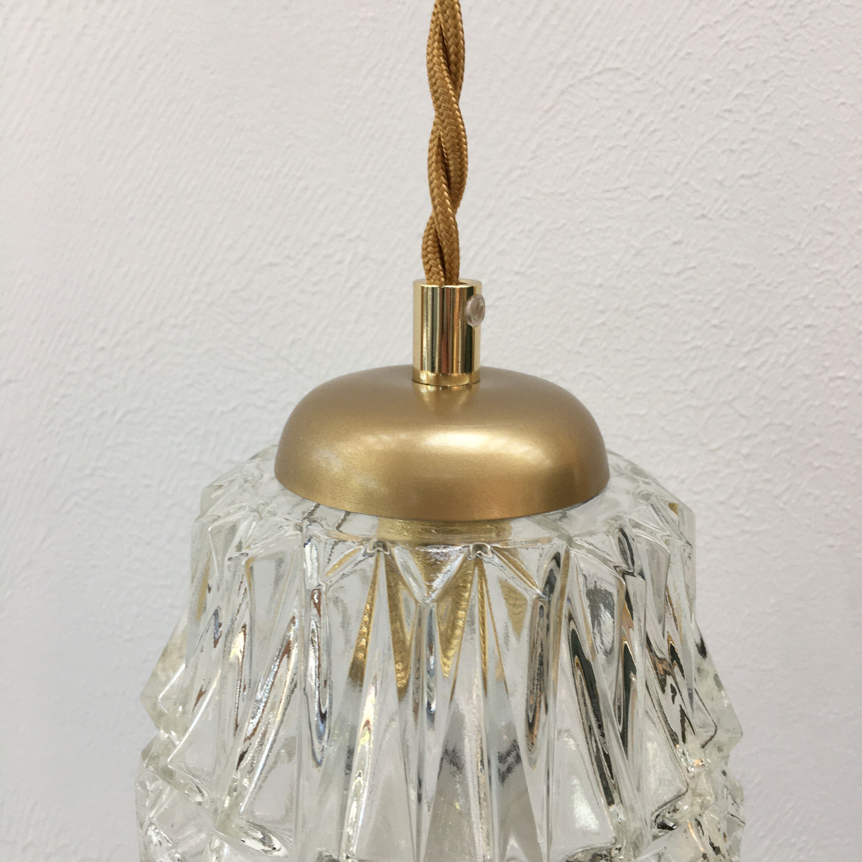 Vintage molded glass pendant lamp