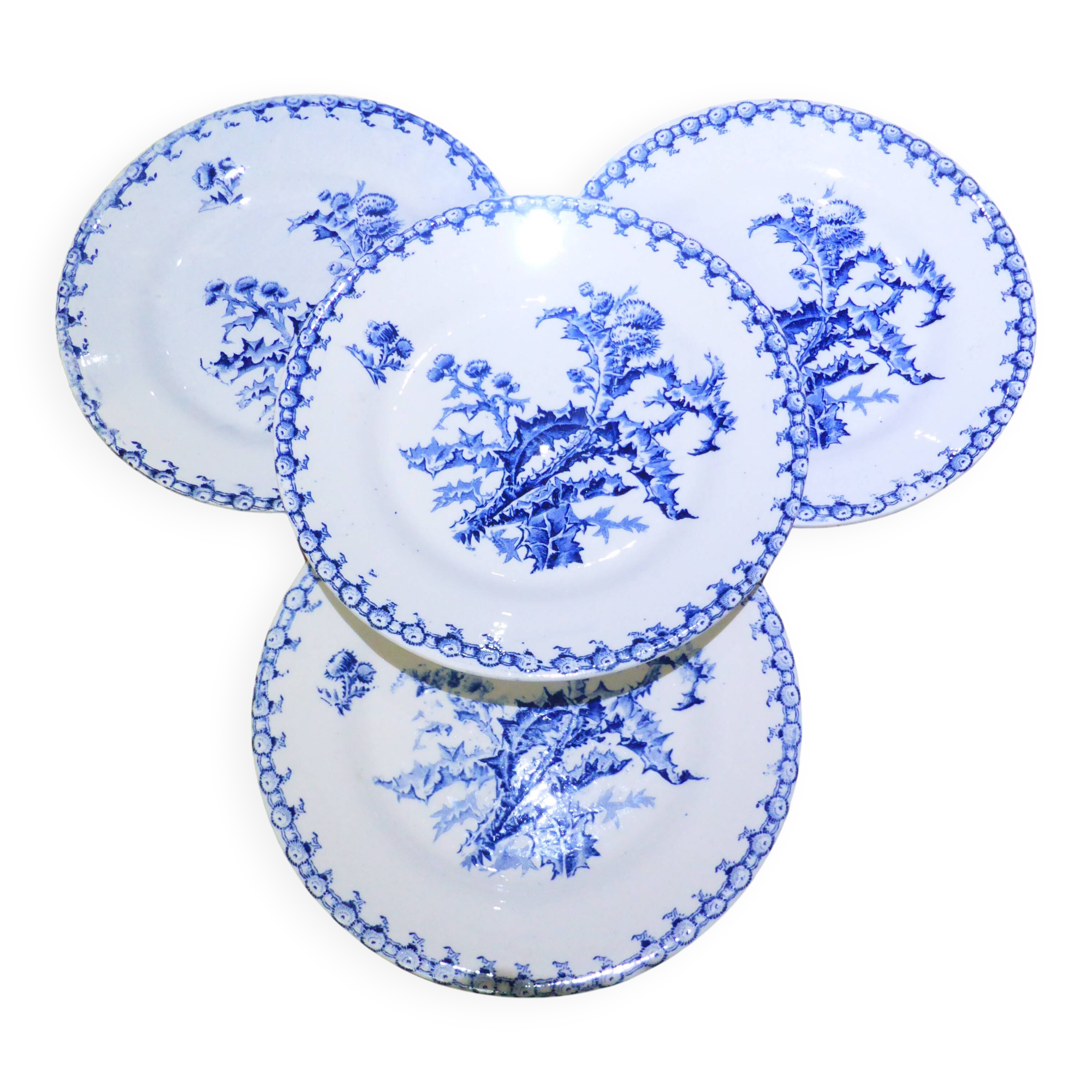 4 assiettes à dessert Gien Chardons (5)