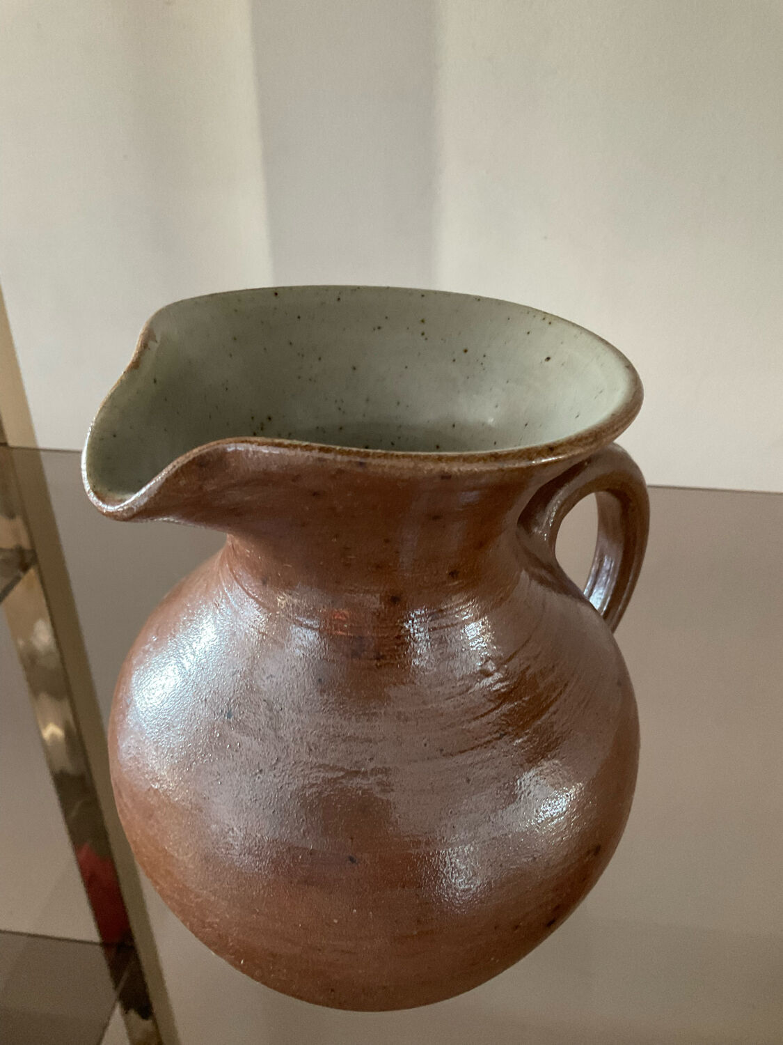 Vintage stoneware jug vase signed