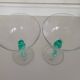 Pair of Vintage Postmodern Crystal Champagne Coupes with Organic Aqua Stems