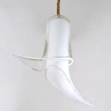 White Murano Glass Pendant Ascribable to Mazzega, Italy