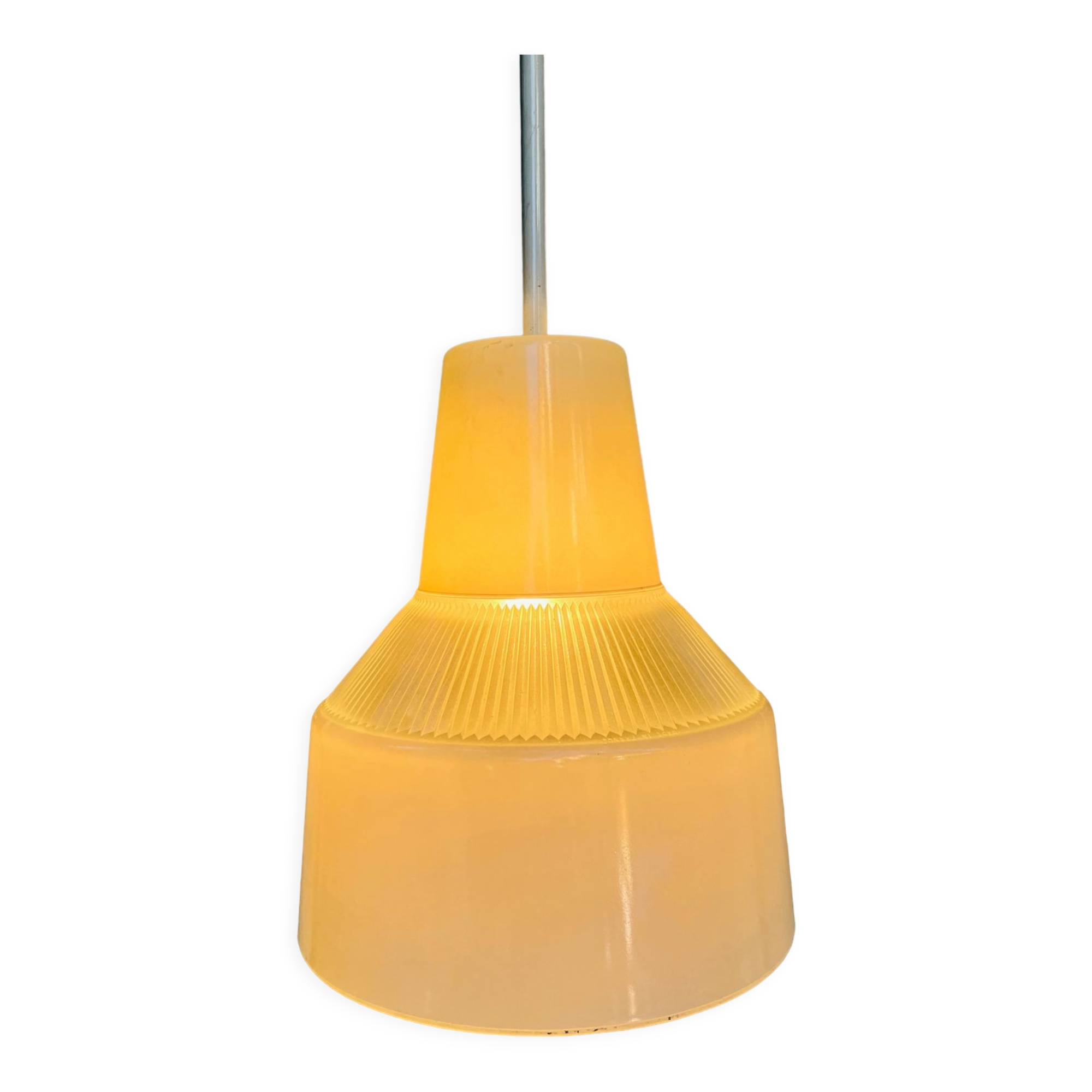 Holophane suspension en verre rv2 prismopal 1972  ø 24 cm
