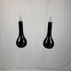 pair of black glass pendants - Denmark 80s/90s