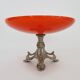 Centerpiece, Art Nouveau orange opaline fruit bowl and spelter foot