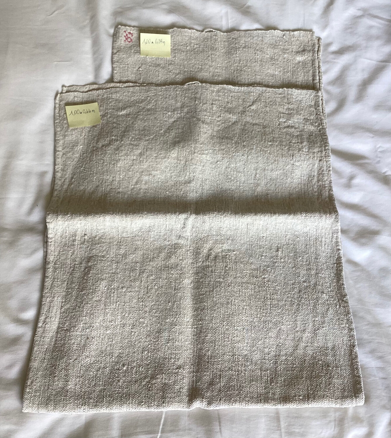 Set of 2 old coupons (tea towels) in hemp canvas