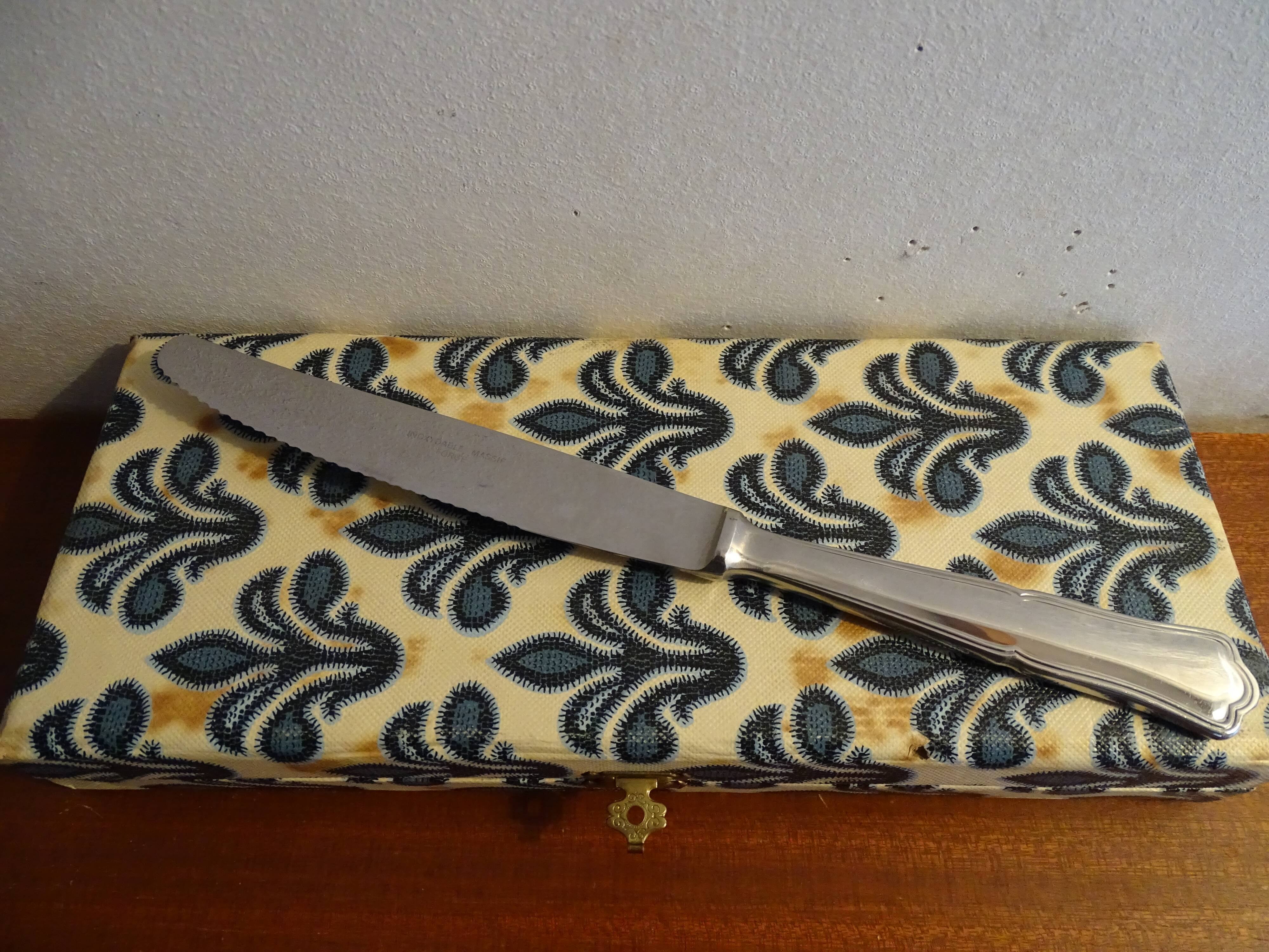 12 couteaux  forgés inox massif  vintage en écrin