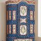 Antique hand-painted Baroque chest folk art cabinet dated solid wood Central Europe, 1865