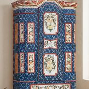 Antique hand-painted Baroque chest folk art cabinet dated solid wood Central Europe, 1865