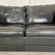 Vintage retro danish mogens hansen 2 person black leather sofa