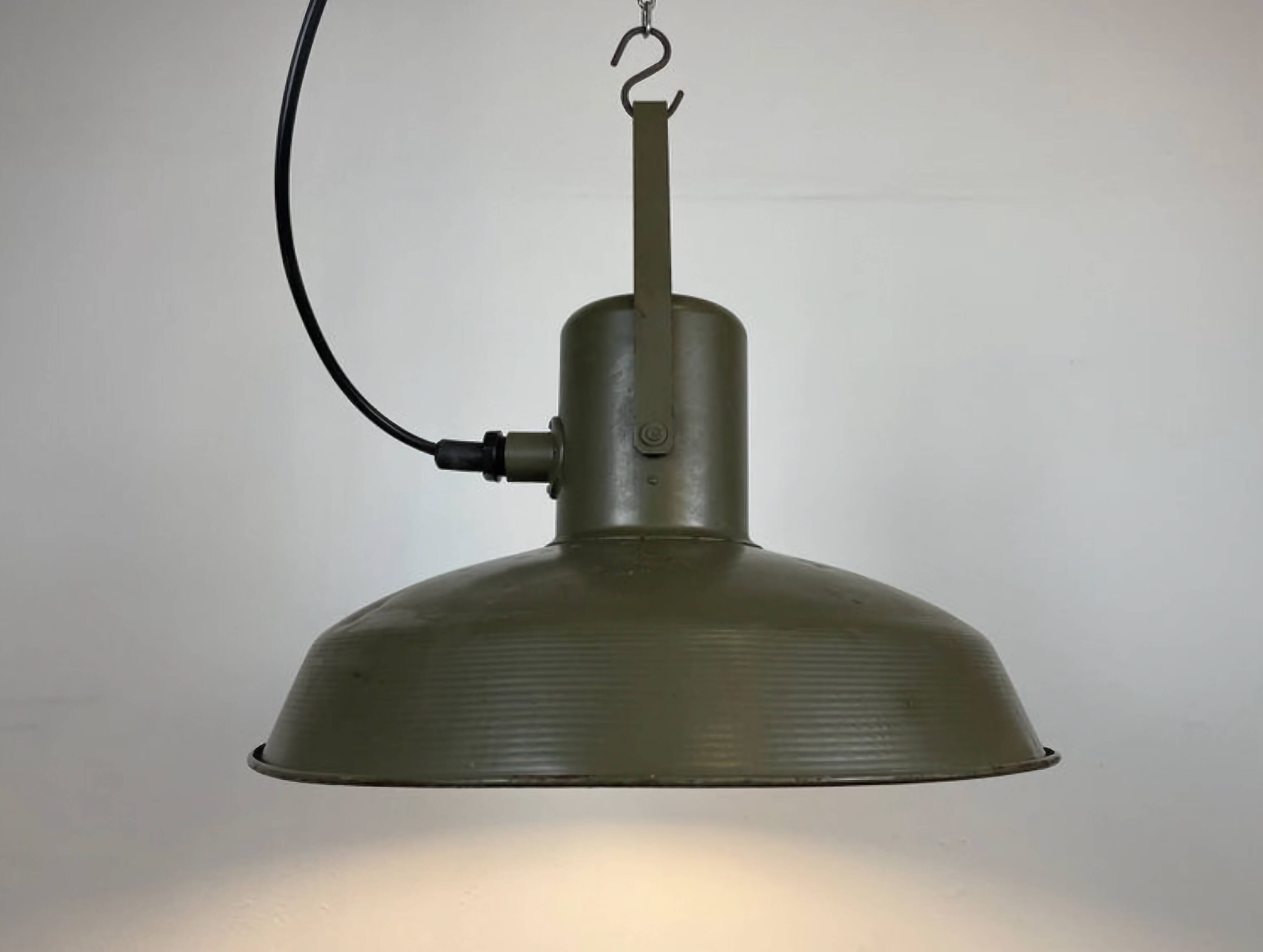 Vintage Green Army Pendant Lamp, 1960s