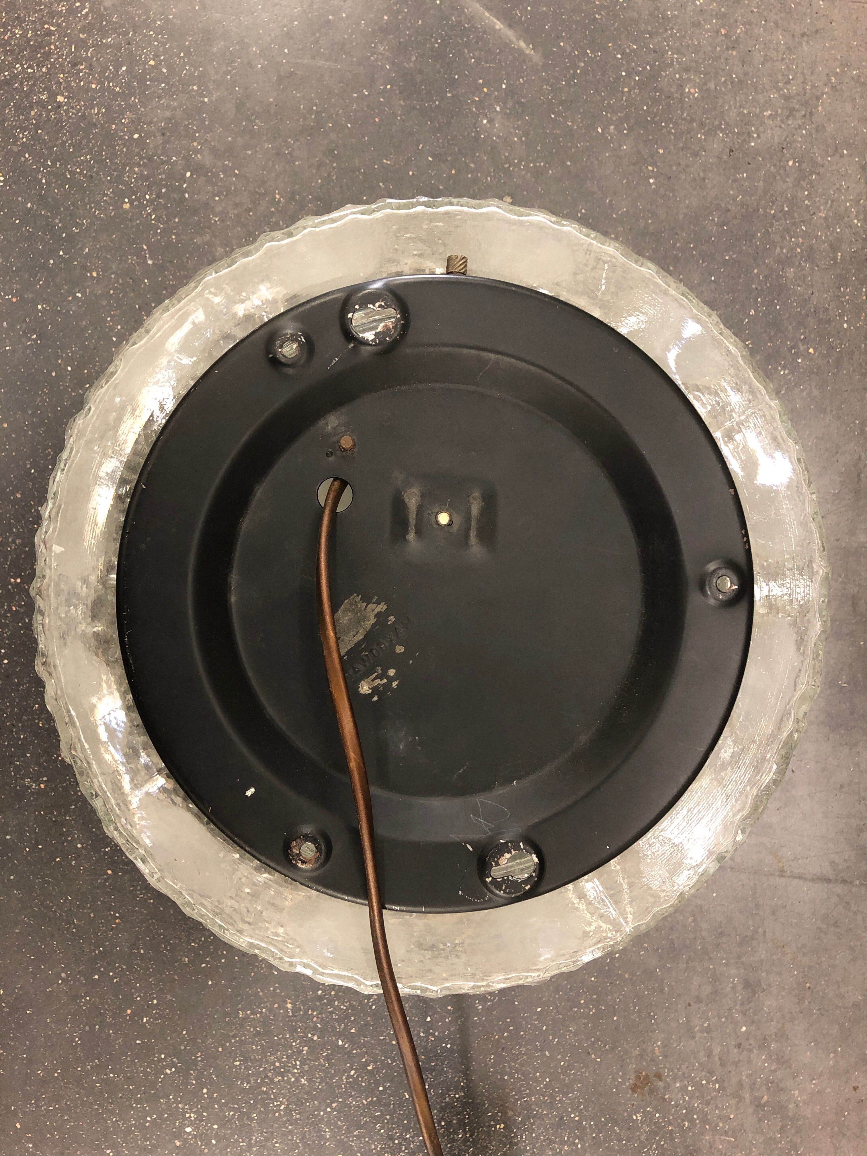 Glass ceiling lamp in moulded glass around 1960