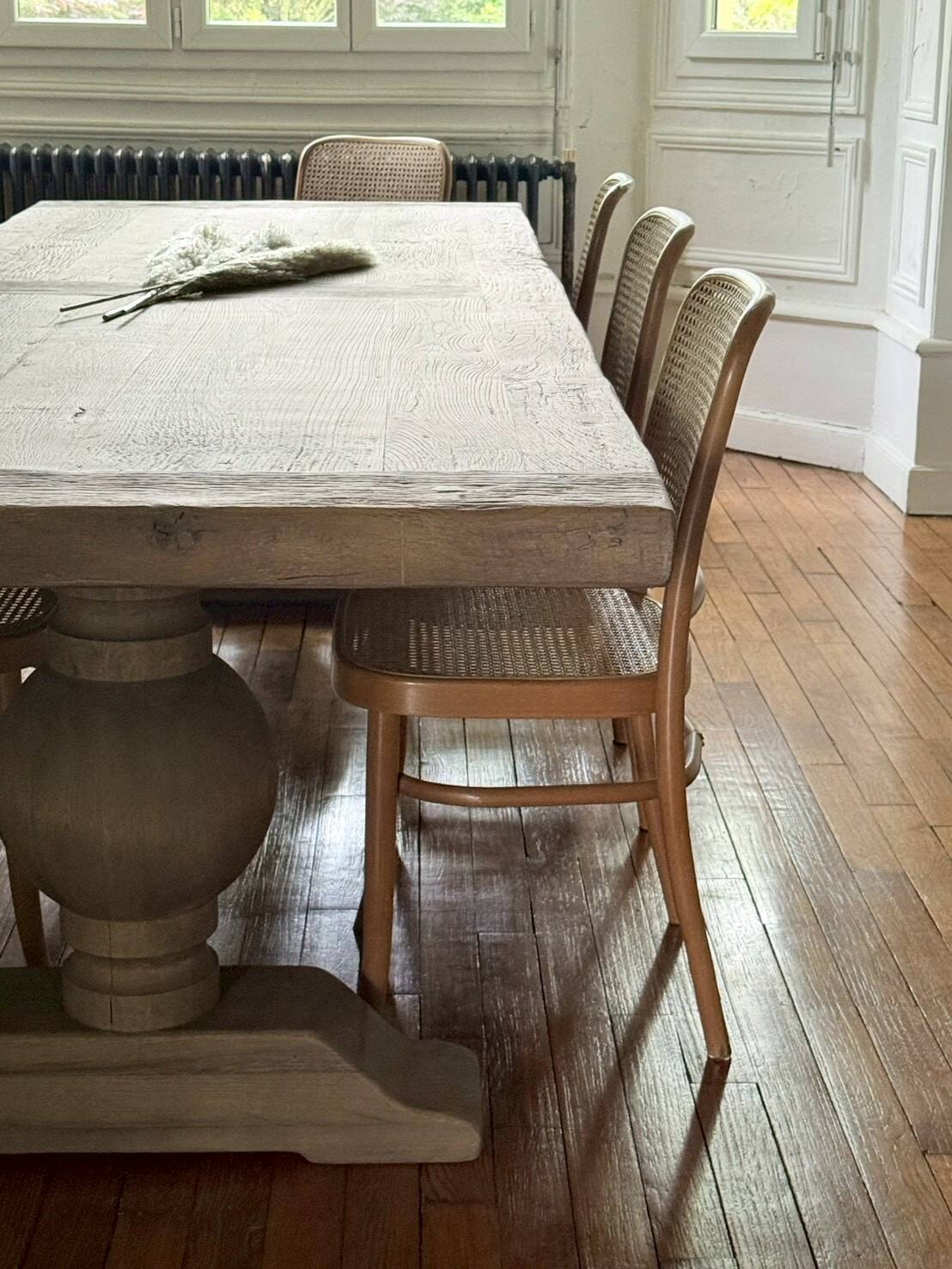 Monastery table - sun - in solid old oak - length 375 cm