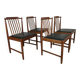 4 Scandinavian teak chairs with slats from the 1960s.